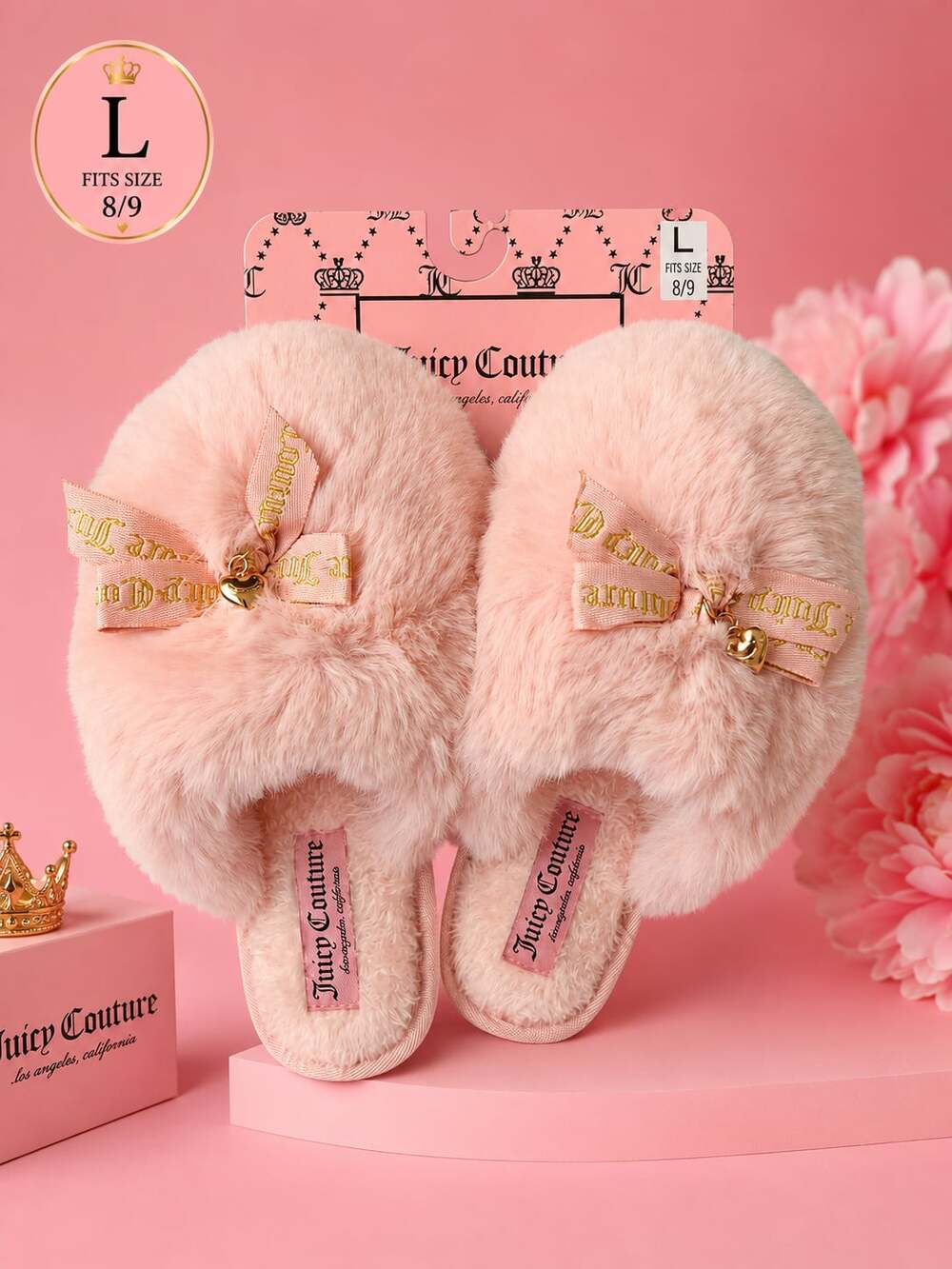 Juicy Couture Women's JC-Majestic Faux Fur Slippers, Blush Pink